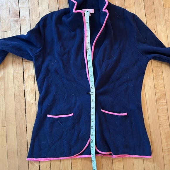 Lilly Pulitzer Navy and Pink knit Sweater Blazer, Size Medium - Picture 5 of 5